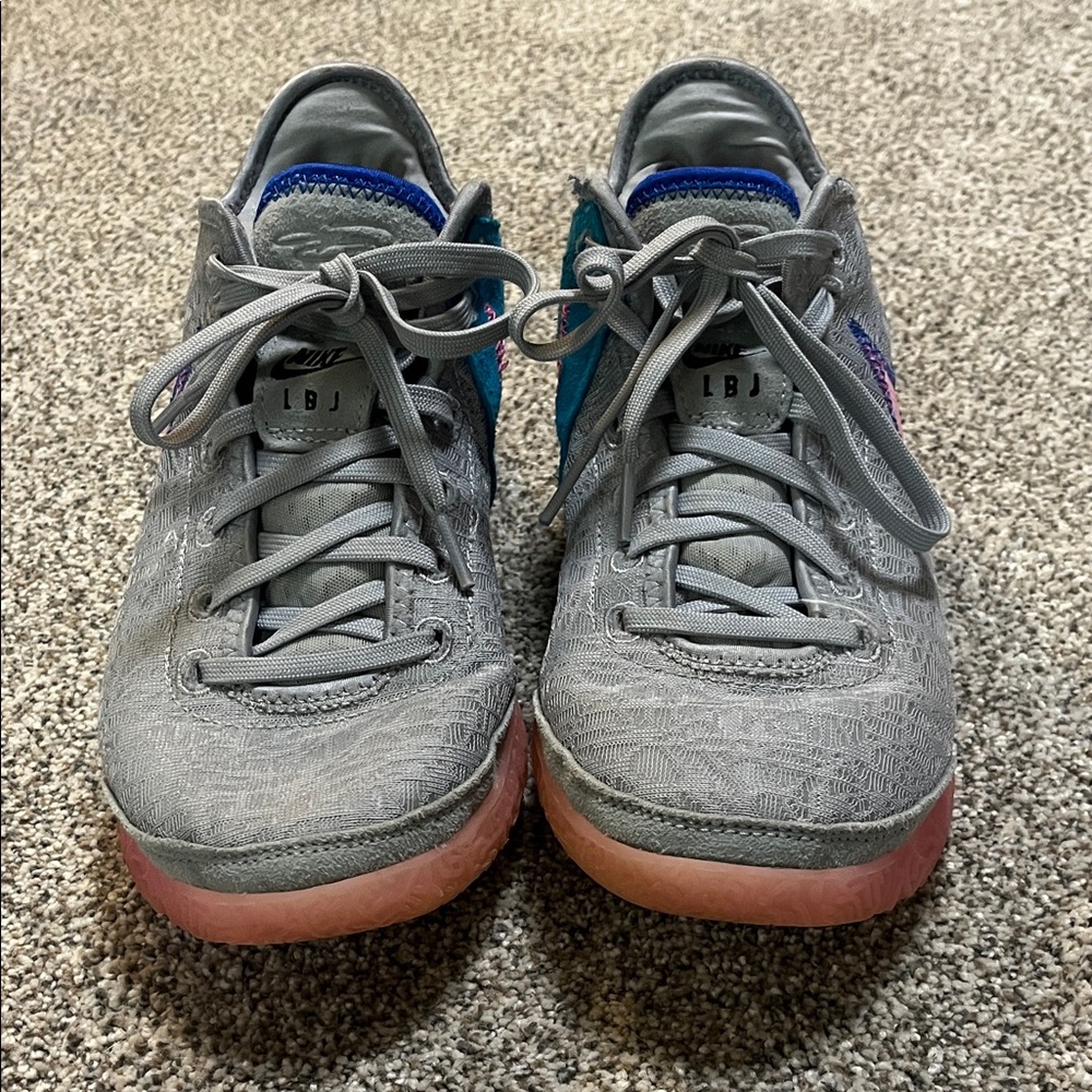 Nike Men’s Gray and Blue Basketball Sneakers